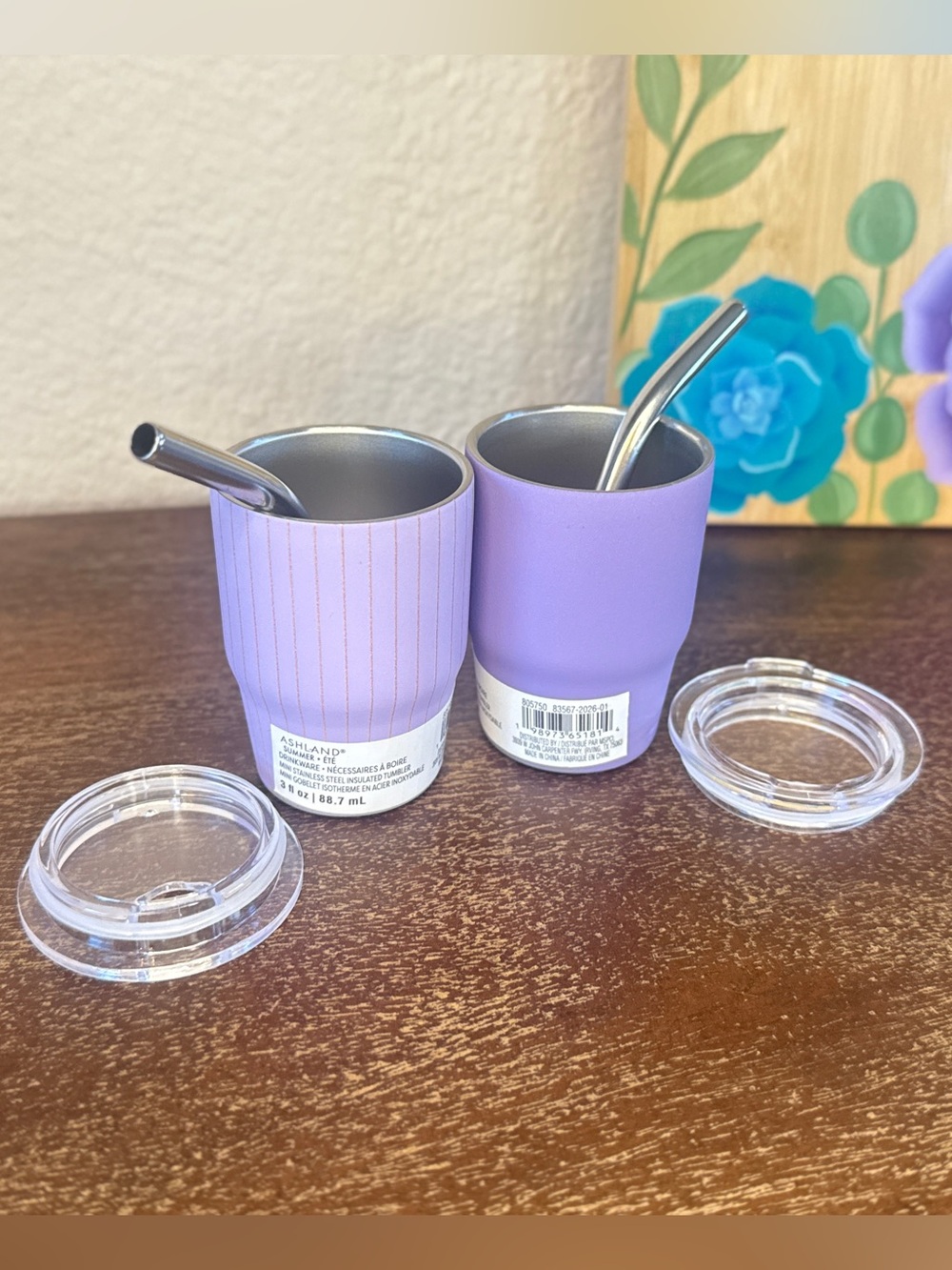 Mini Tumblers with Straws in Lavender, Set of 2 (3 oz cups) β Ashland - Picture 8 of 11